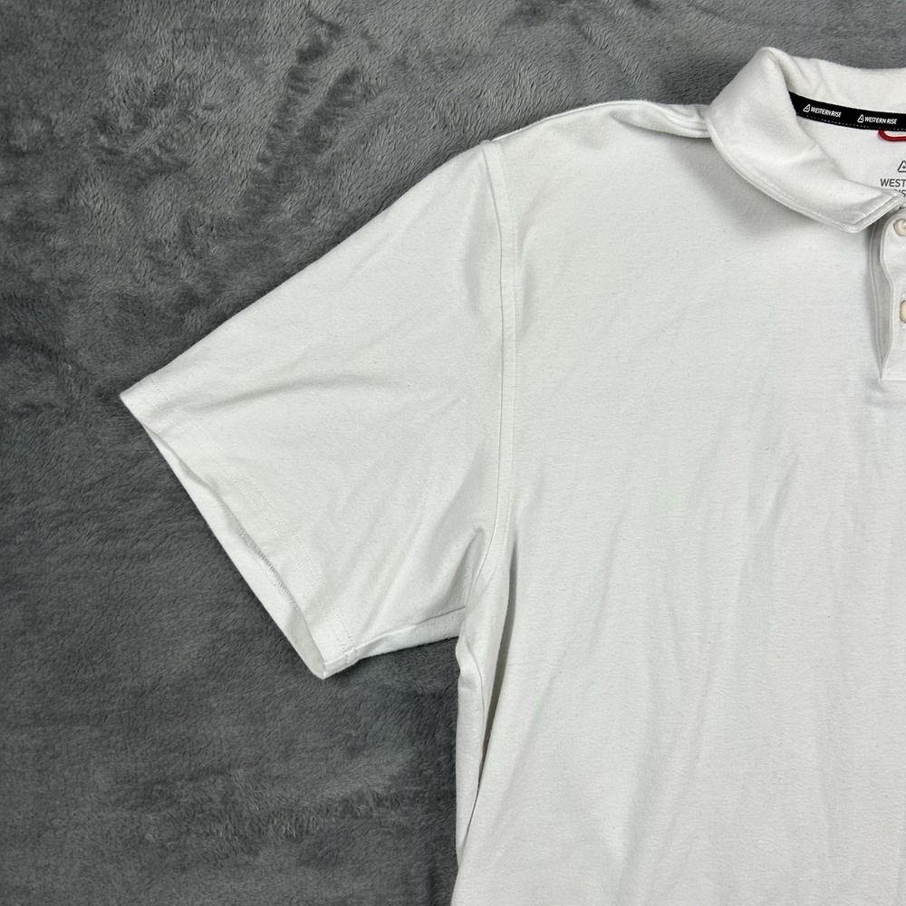 Western Rise Men's M White Short Sleeve Polo Golf Shirt Cotton Blend Stretch - Picture 4 of 14